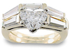 1.40 Carat Heart Baguette Diamond Engagement Ring