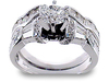 2.00 Carat Round Pave Baguette Diamond Engagement Ring