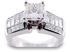 2.68 Carat Princess Invisible Baguette Diamond Engagement Ring