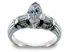 1.80 Carat Marquise Baguette Diamond Engagement Ring