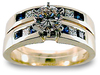 1.00 Carat Round Princess Sapphire Diamond Engagement Ring