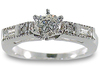 Round Pave Baguette Diamond Engagement Ring