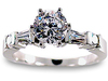 1.12 Carat Round Baguette Diamond Engagement Ring