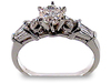 0.84 Carat Baguette Round Diamond Engagement Ring