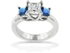 Princess Sapphire Three Stone Diamond Engagement Ring