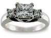 1.40 Carat Princess Three Stone Diamond Engagement Ring