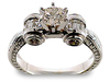 Round Baguette Bezel Diamond Engagement Ring