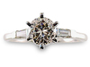 Round Cut Baguette Diamond Engagement Ring